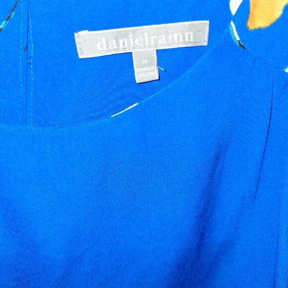 Daniel Rainn Blue floral top shirt sleeve blouse - Picture 4 of 9